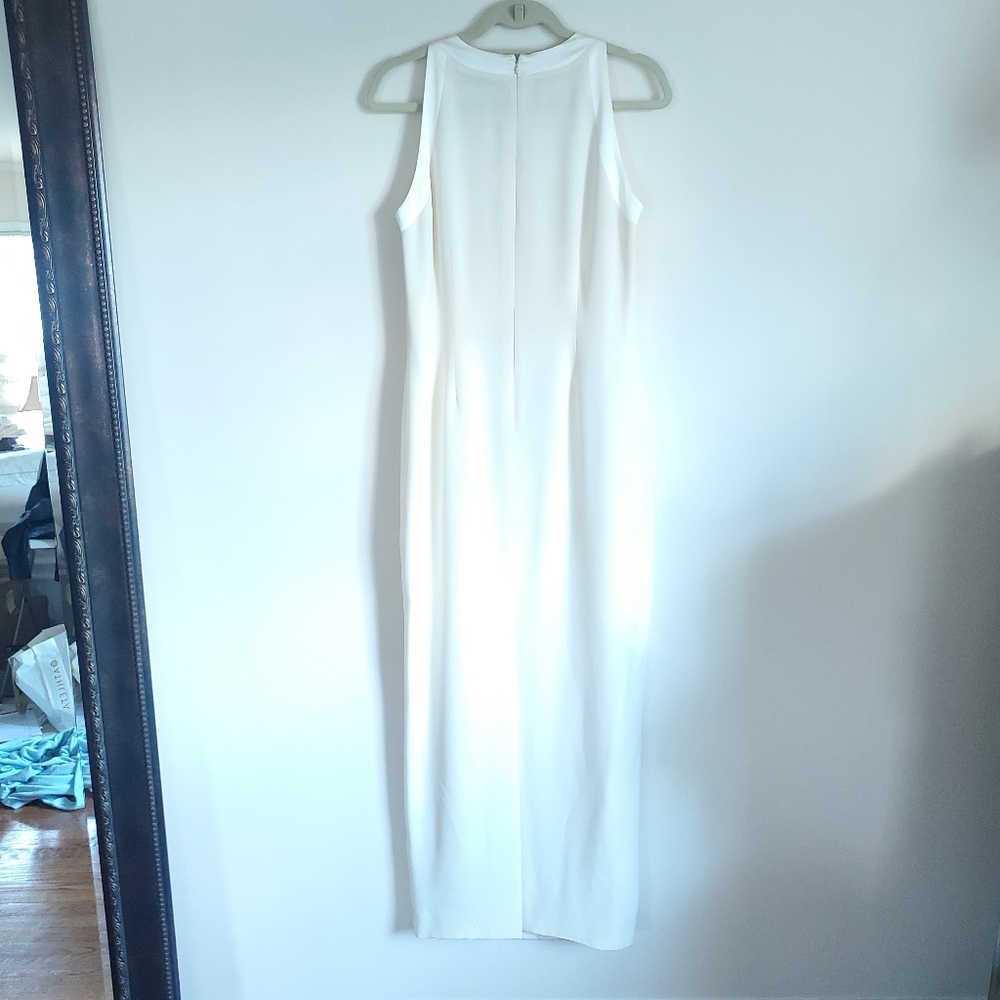 White Maxi Long - Sleeveless Classic Sheath Dress Gown - Picture 14 of 15